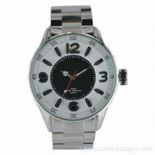 Men's stainless steel three-hand quartz watch, Miyota 2035 movement, solid s/s back case